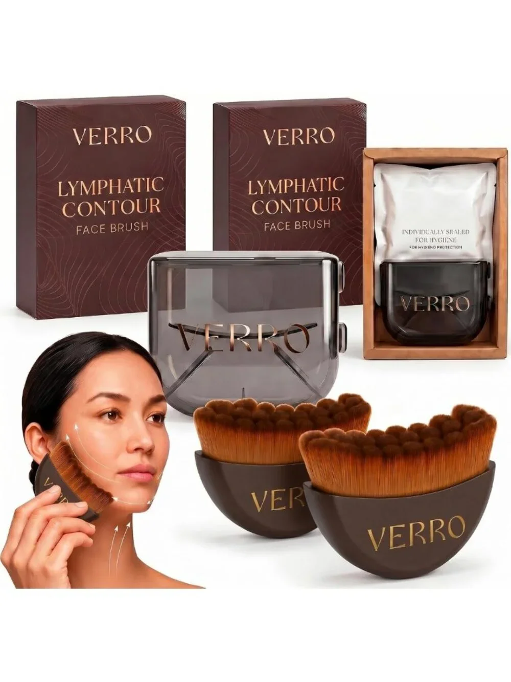 Lymphatic Face Brush Set - 2 Pack for Sculpting, Drainage & Puffiness Relief